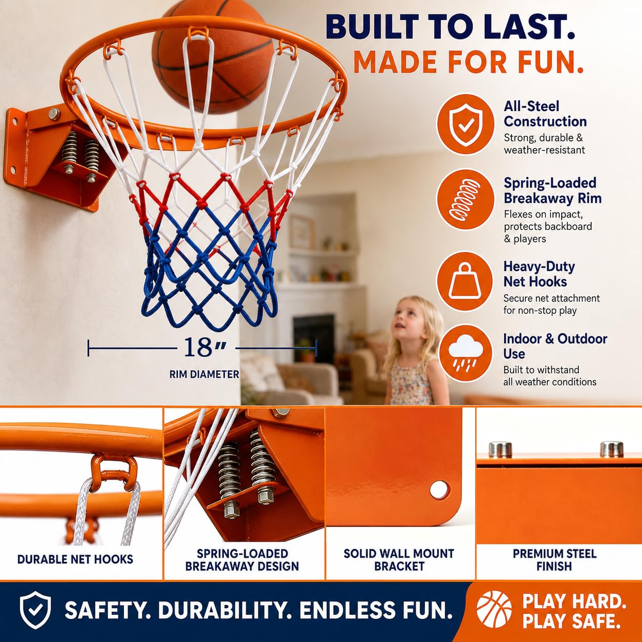 Rakon rim installed on driveway backboard demonstrating space-saving setup