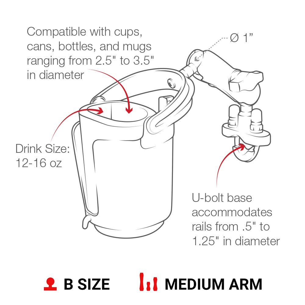 RAM MOUNTS with koozie holding a can for snug fit and insulation