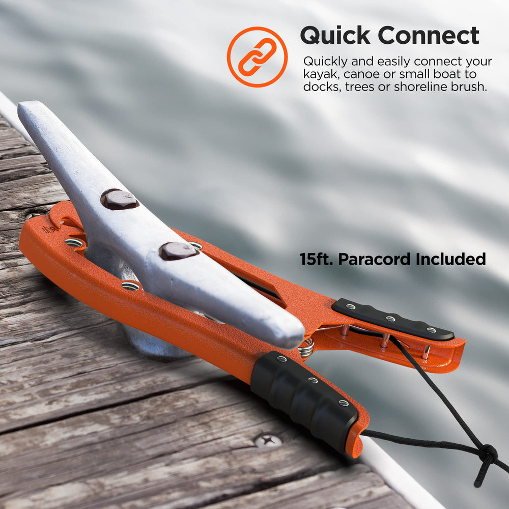 RANGLAND clamp in a kayak fishing setup illustrating hands-free anchoring benefit