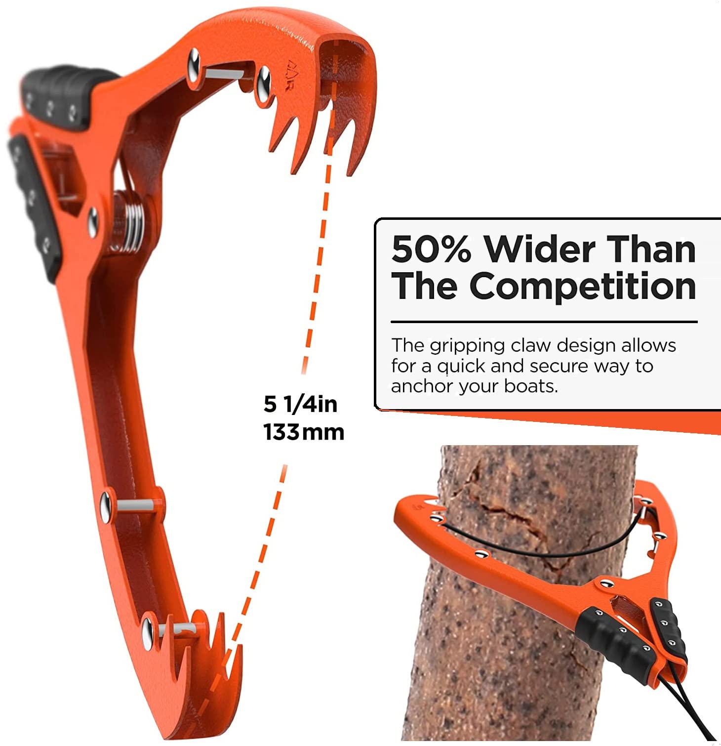 RANGLAND wide 5.25 inch jaw open demonstrating secure grip capability