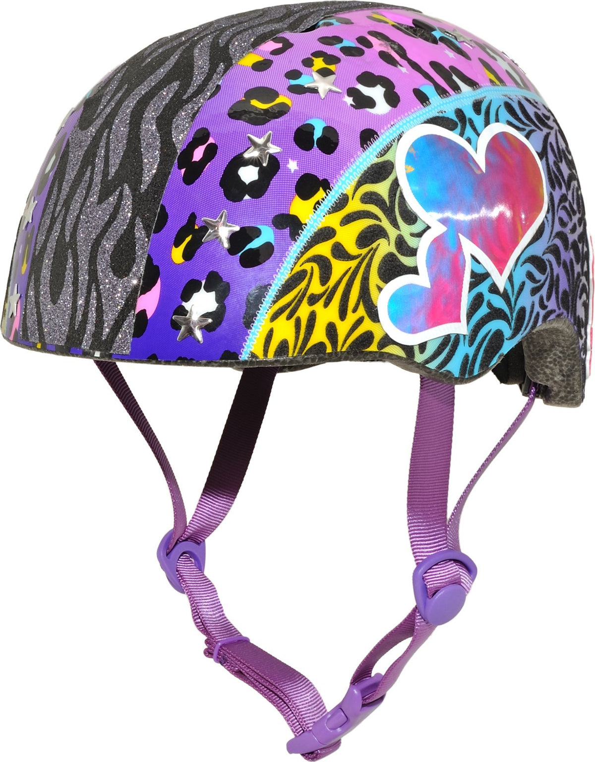 Raskullz front view helmet showing colorful design and secure fit