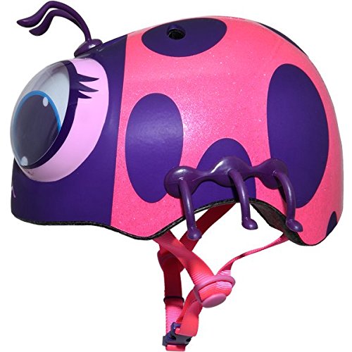Child wearing Raskullz ladybug helmet outdoors demonstrating real-world use