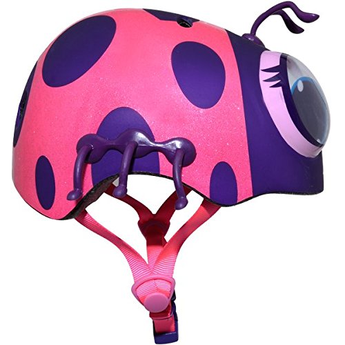 Close view of Raskullz printed ladybug graphic and accent-colored buckles