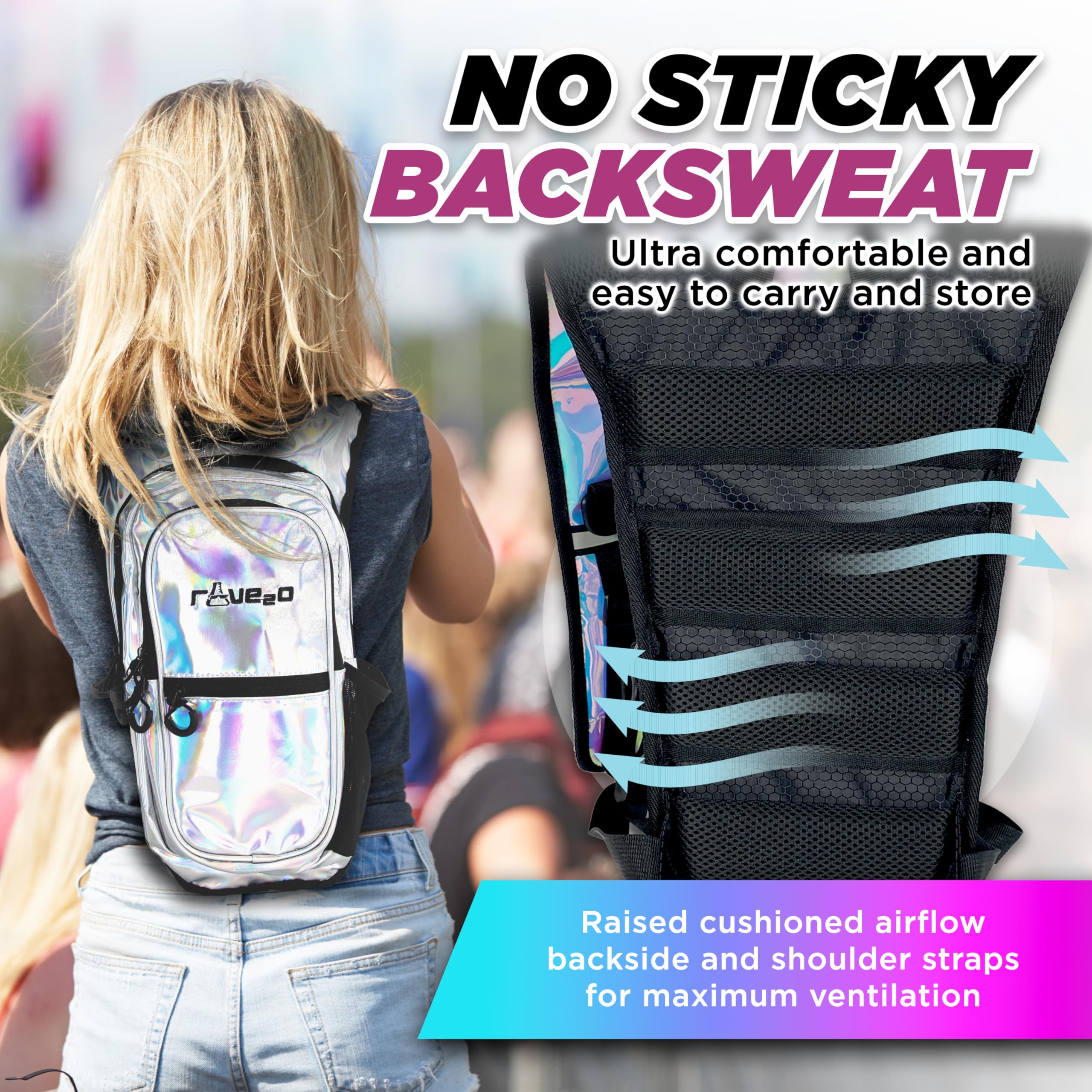 rave2o strap phone pocket and locking zipper for quick access and anti-theft protection