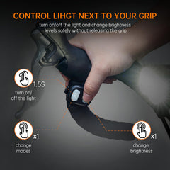 Ravemen PR2000 wireless remote on handlebar enabling safe mode changes