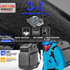 RAVOINCC open compartments displaying helmet and boot separation for protection