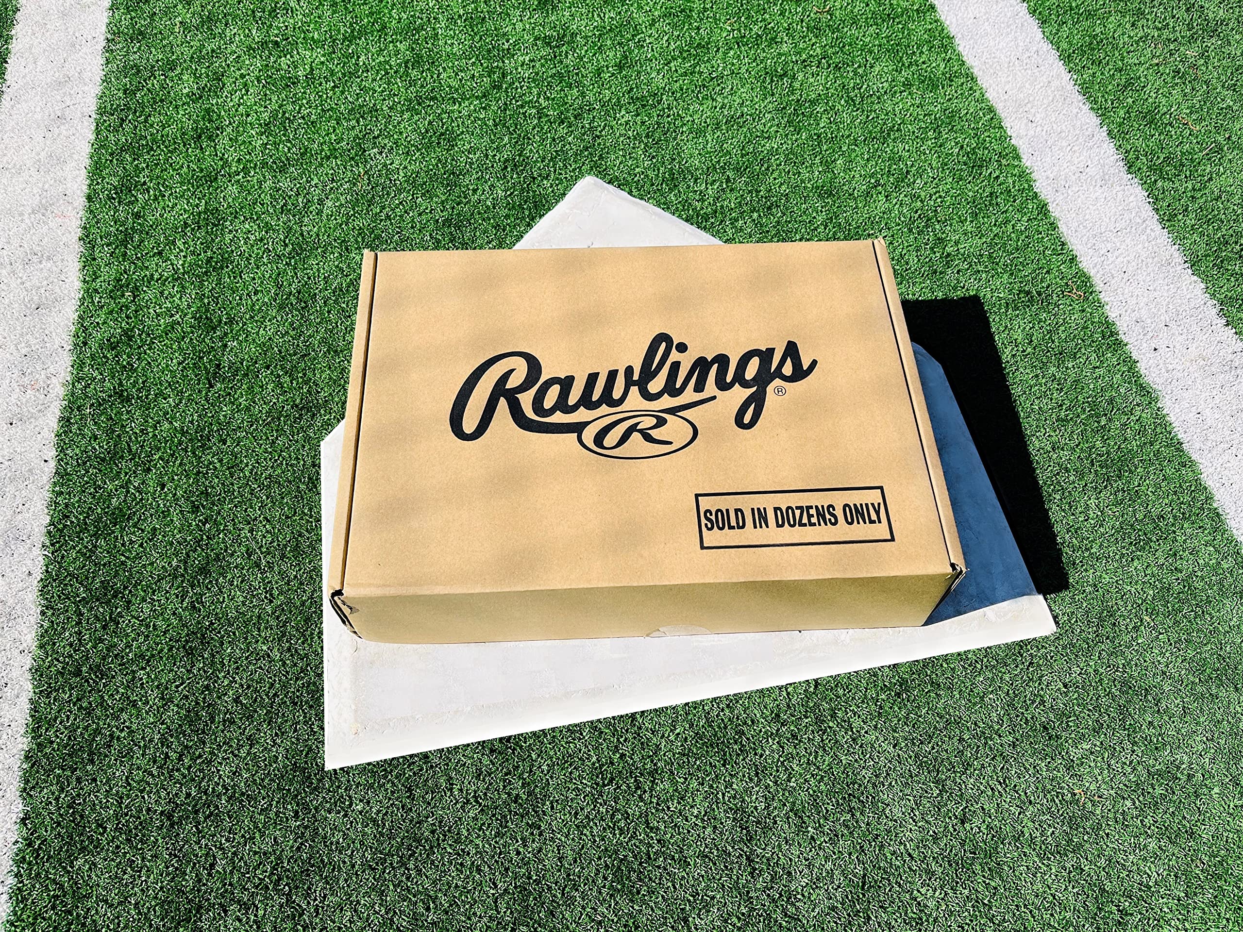 Rawlings 12-count box beside ruler showing quantity and scale convenience