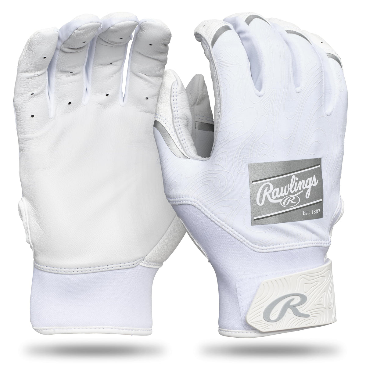 Rawlings Clout white gloves front view showing clean design and pro look for confidence