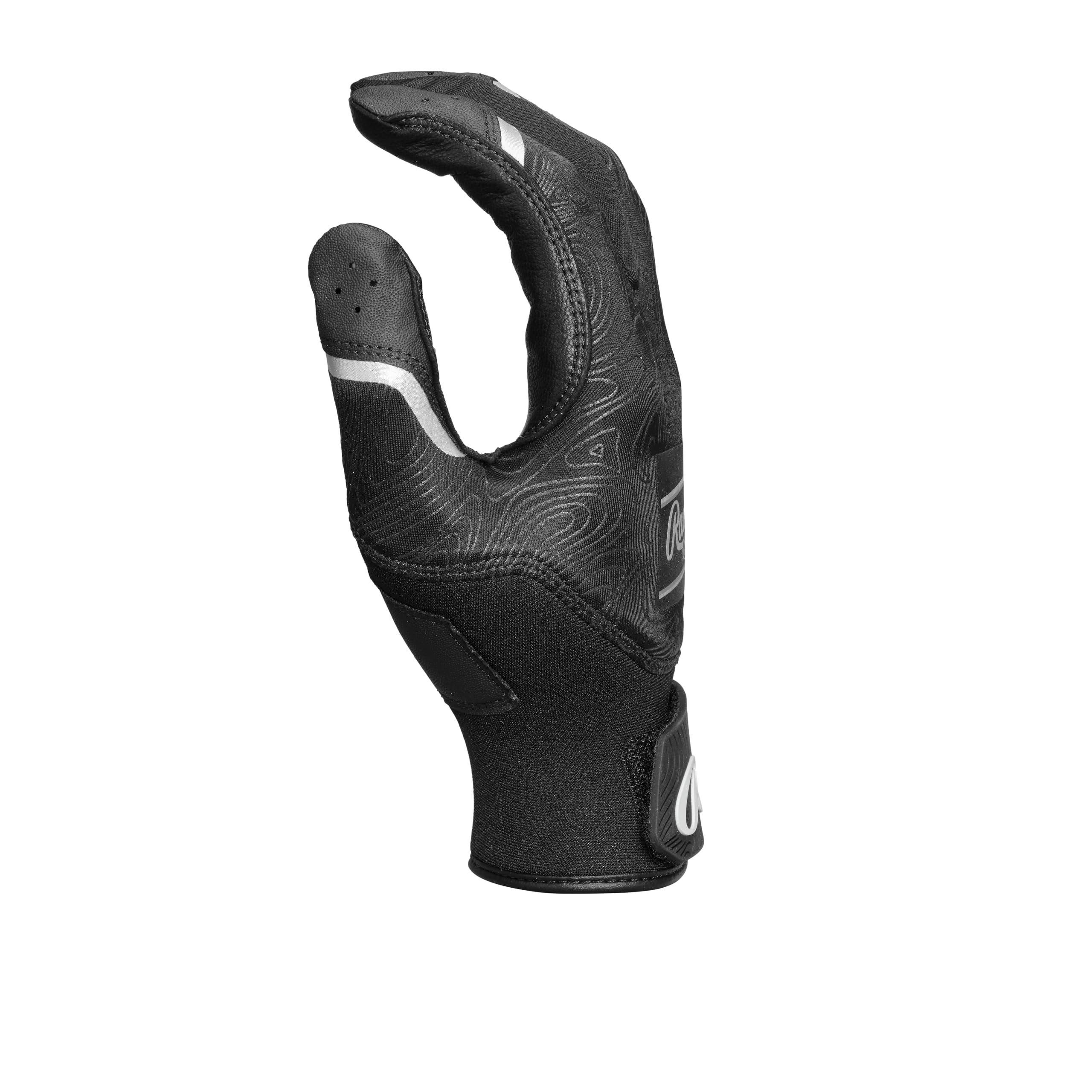 Rawlings embossed neoprene wrist strap detail for secure adjustable fit