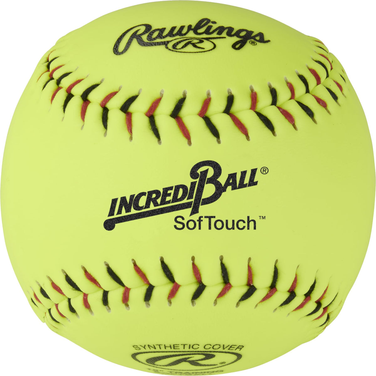 Rawlings Incredi-Ball front view showing bright yellow dozen packaging and easy tracking