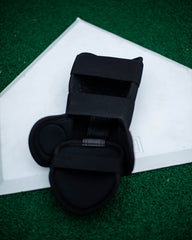Rawlings leg guard worn by batter demonstrating secure fit and mobility