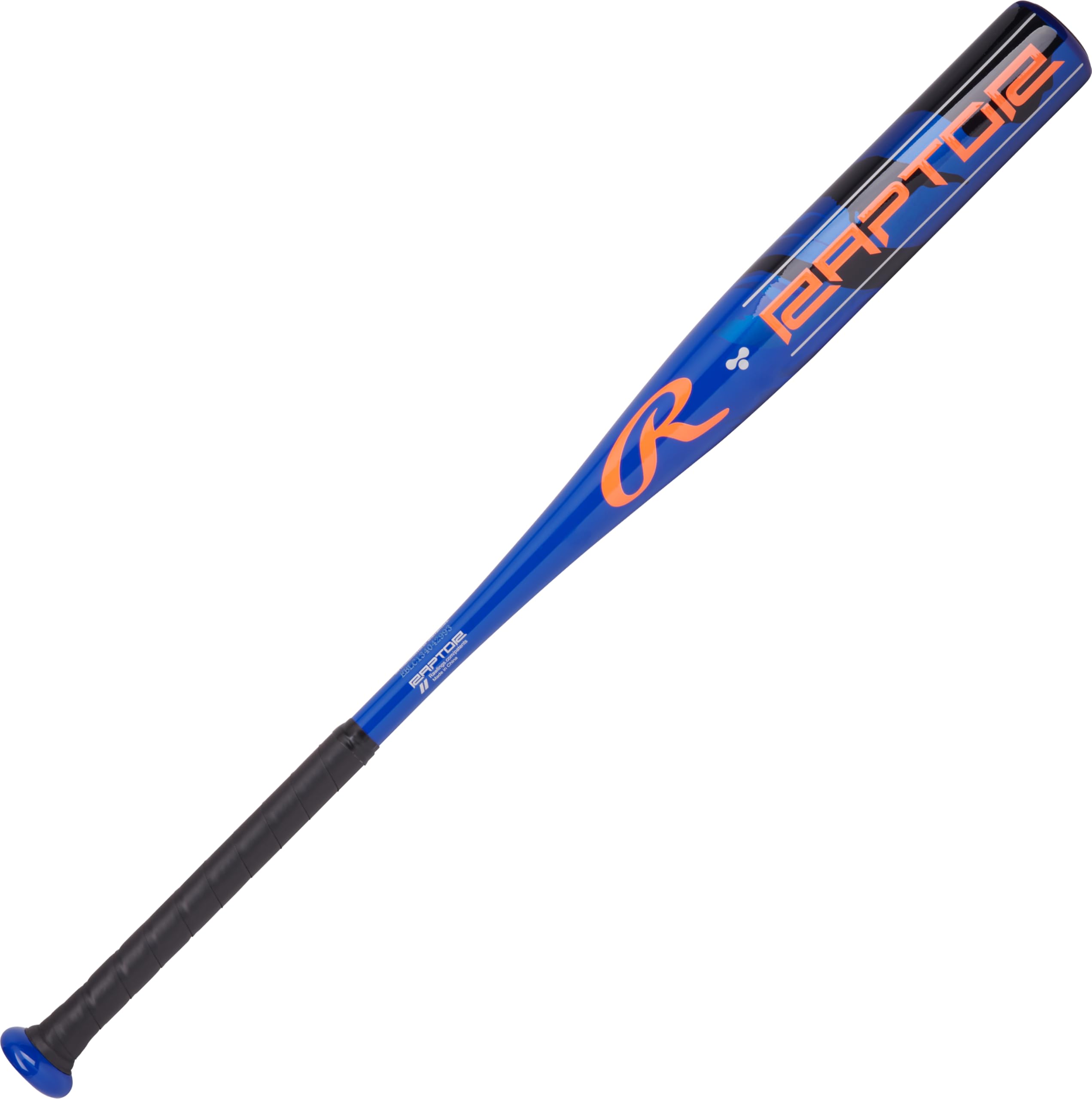 Rawlings Raptor barrel close-up highlighting 2 1/4 inch sweet spot and durable alloy construction