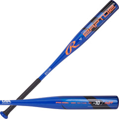 Rawlings Raptor front view showing full blue orange finish and balanced profile for confidence