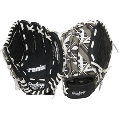 Rawlings glove front view showing black sublimated design and easy grip