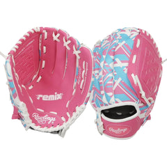 Rawlings REMIX front view showing bright pink pattern and snug fit benefit
