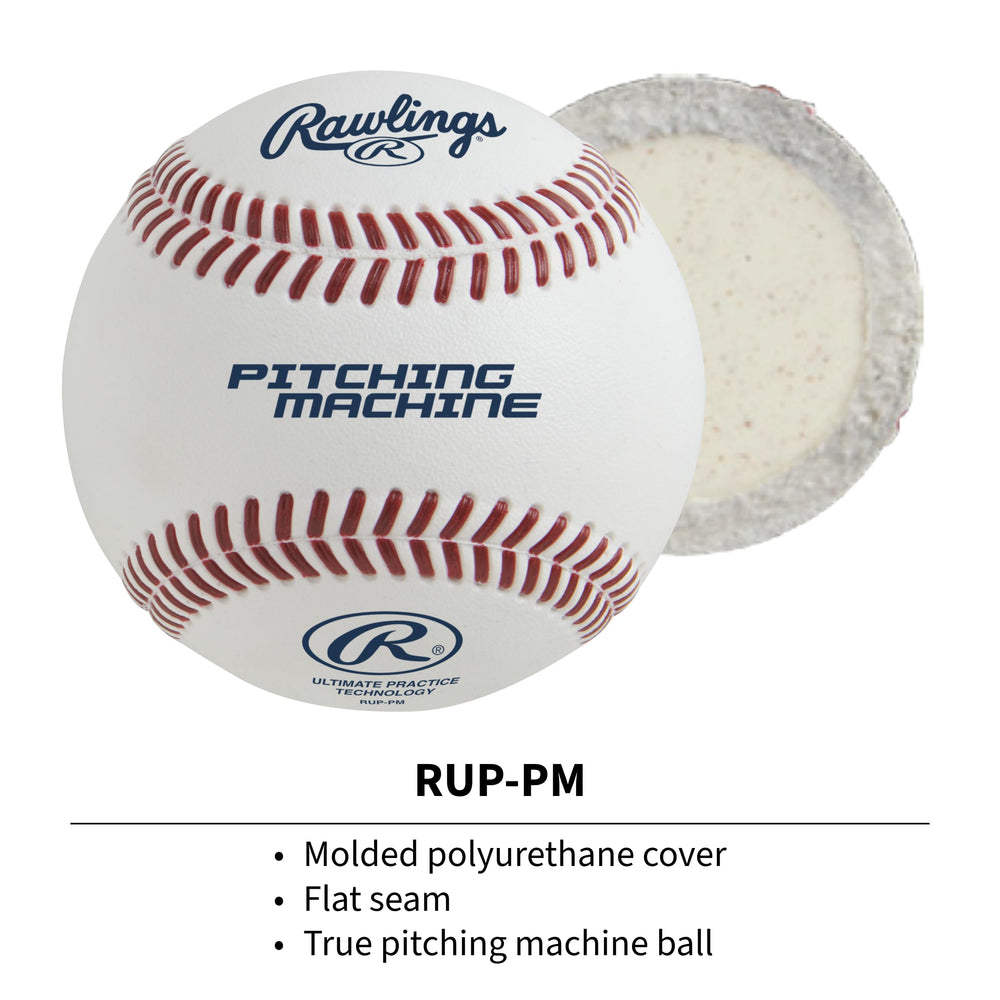 Rawlings close-up of flat seam and molded cover highlighting moisture resistance
