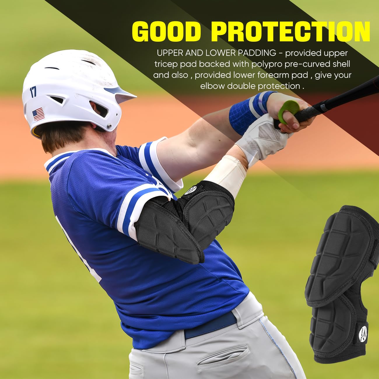 Rawxy guard worn by youth batter showing mobility and protection