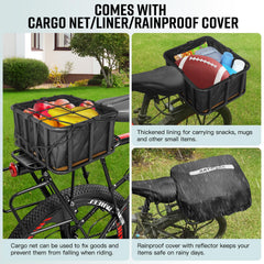RAYMACE basket with rain cover protecting contents from wet weather benefit