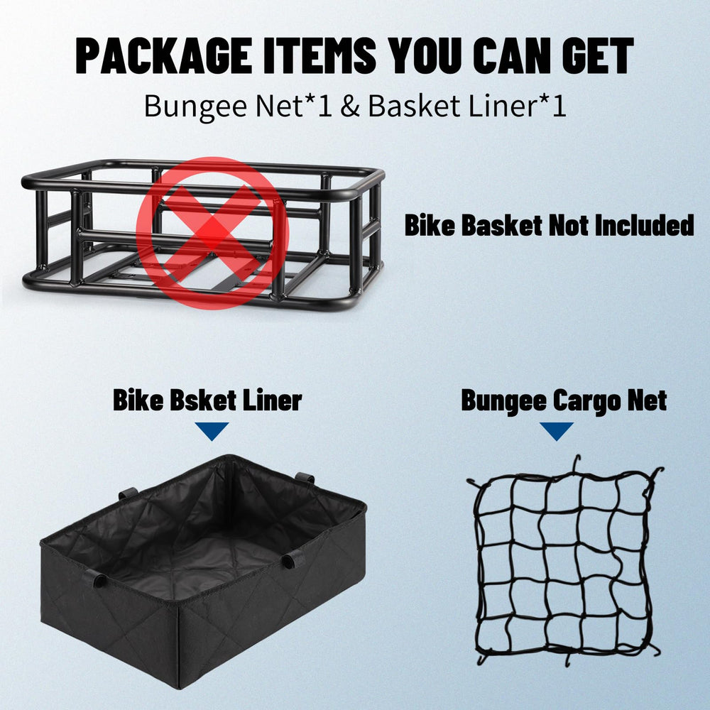 RAYMACE installed in rear rack basket securing groceries and gear