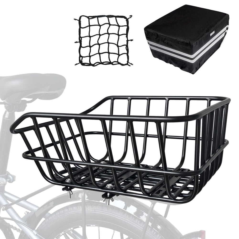 RAYMACE rear basket front view showing sturdy frame and open cargo area for convenience