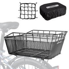 RAYMACE rear basket front view showing sturdy steel and capacity benefit