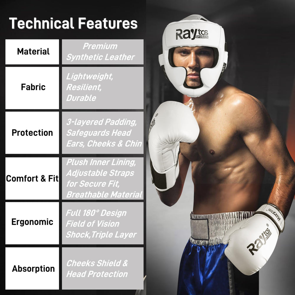 Raytos headgear with packaging and accessories for ready-to-use, gym-friendly benefit