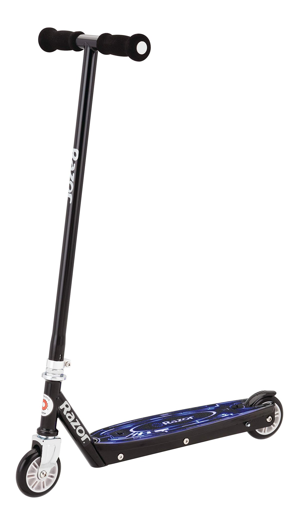 Razor Tekno front profile showing LED glow and sleek black frame for visibility