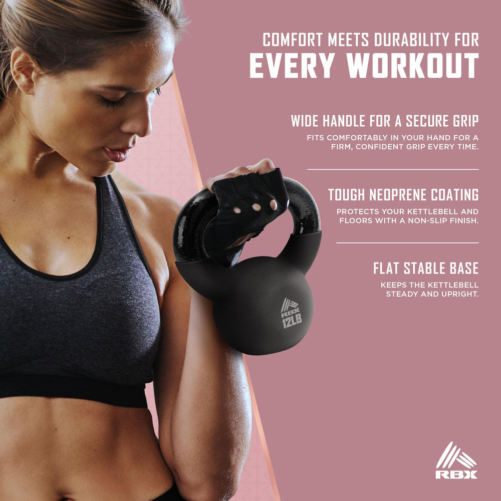 RBX kettlebell in use during kettlebell swing demonstrating dynamic movement and secure grip