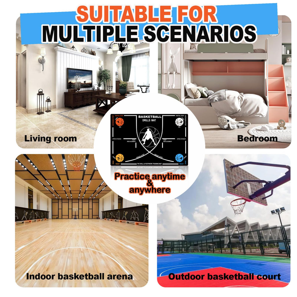 Rccilucki mat beside basketball to show scale and guide drill distances for practice