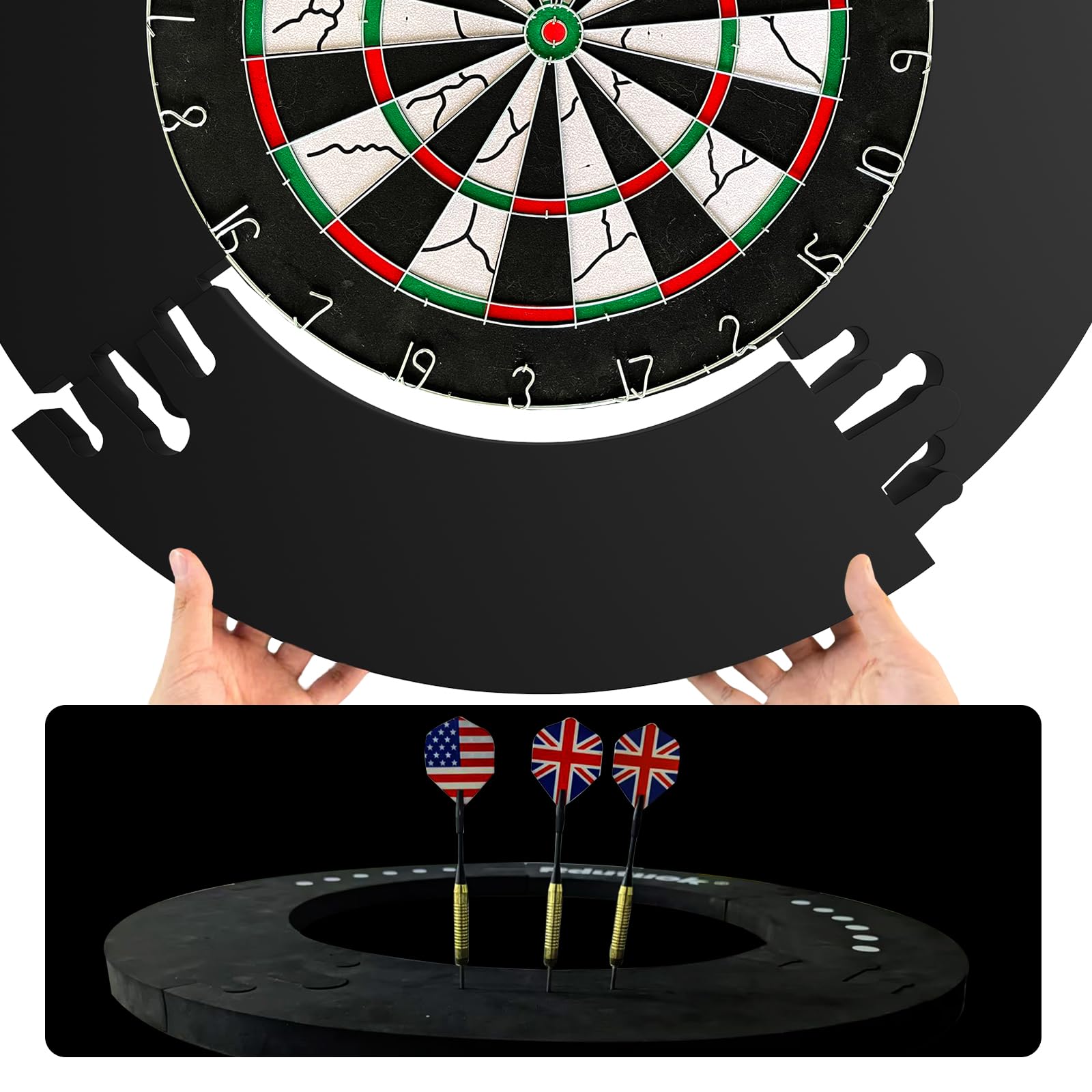 Rdutuok installed around an 18-inch dartboard for clear wall protection