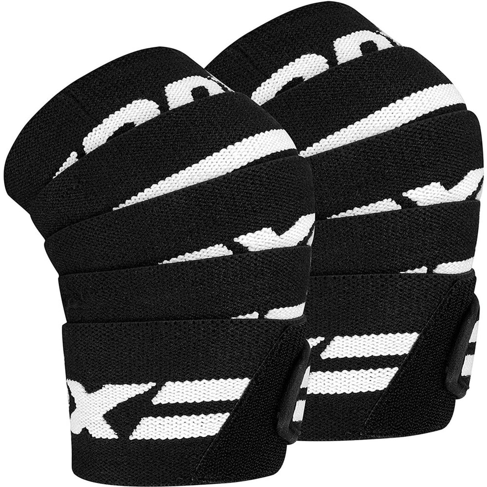 RDX front view of knee wraps showing packaging and competition-ready design