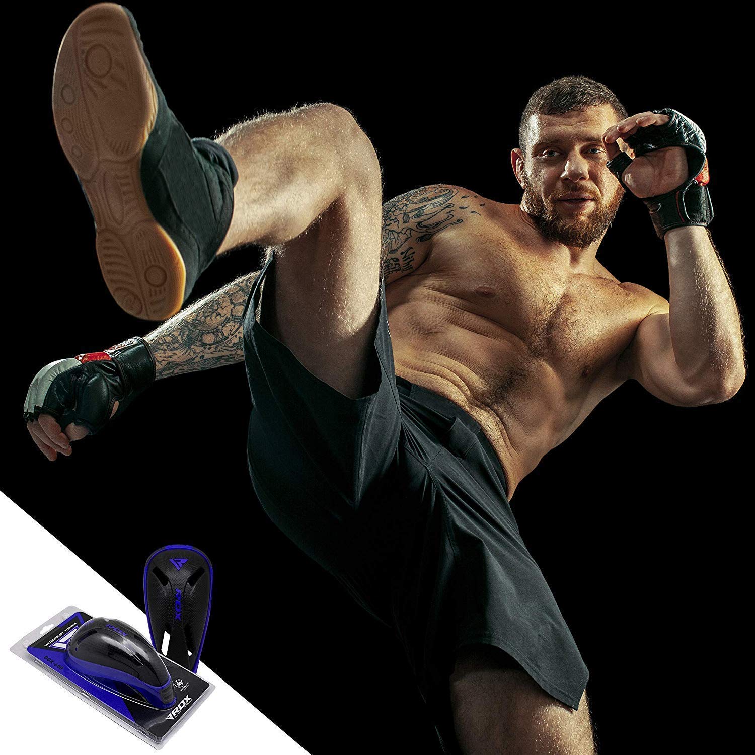 RDX groin cup material layers exploded view for durability