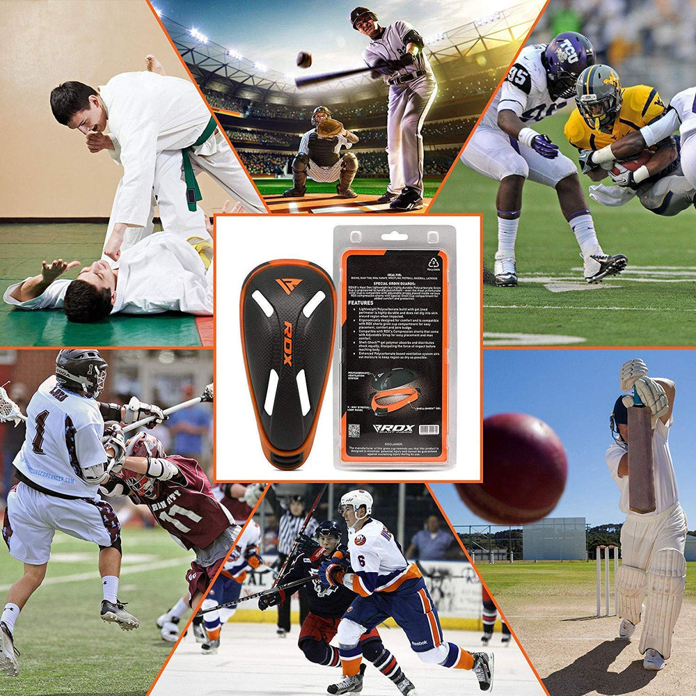 RDX groin cup side profile contour for natural movement