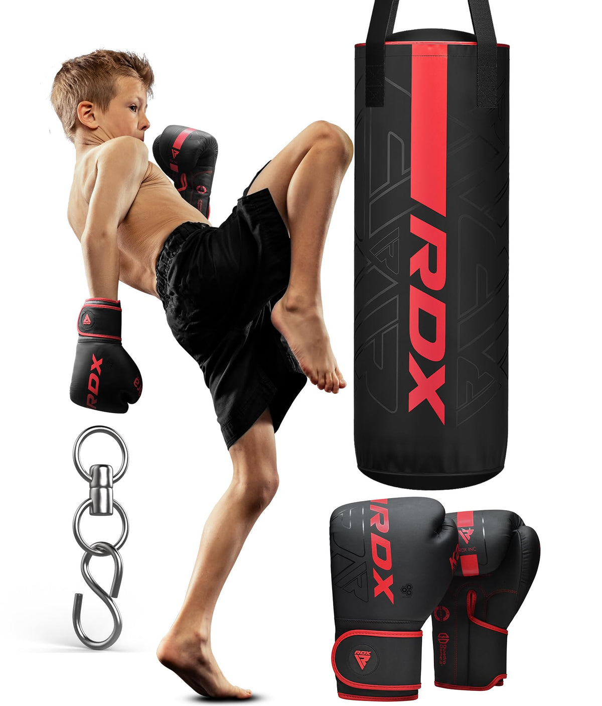 RDX Kara front view showing compact junior bag and clear training benefits