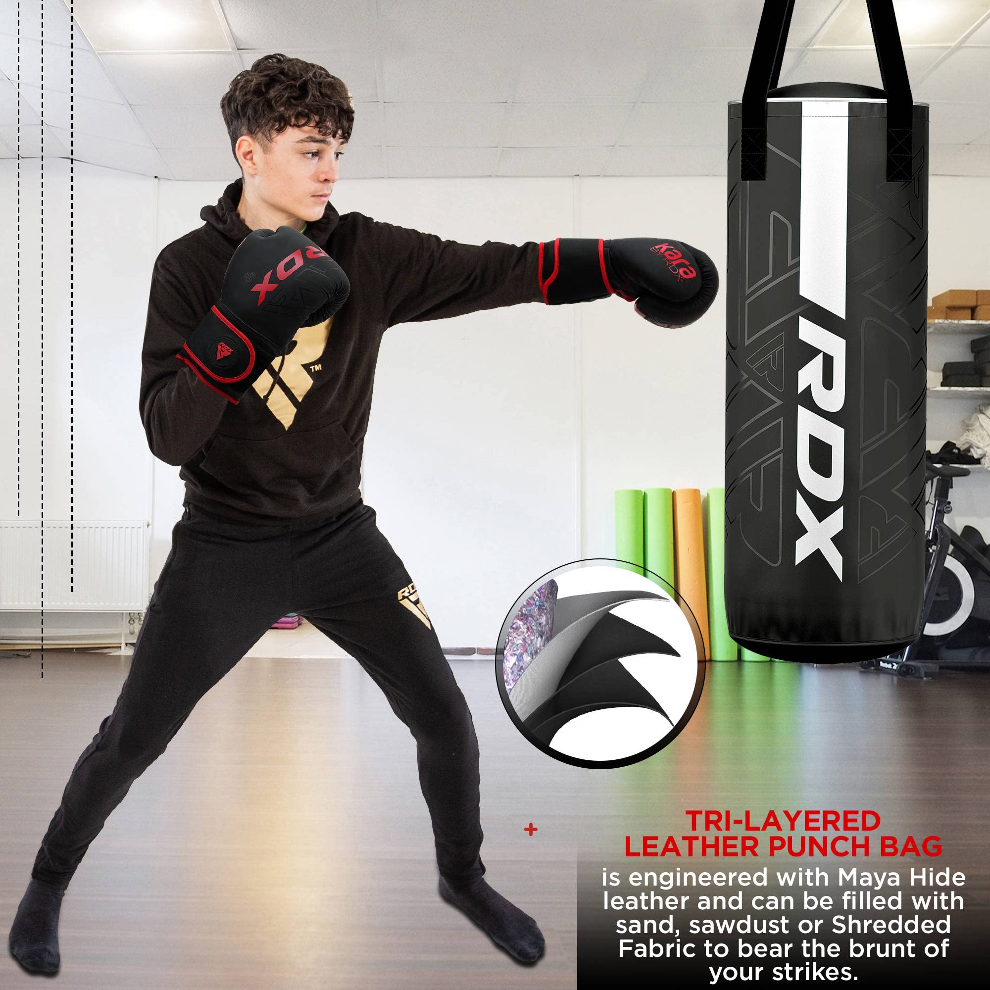 RDX Kara reinforced straps and swivel hook demonstrating stable hanging