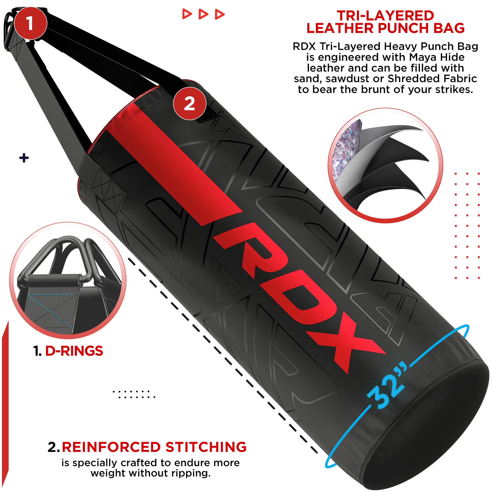 RDX Kara zip-top closeup illustrating adjustable filling for tailored impact