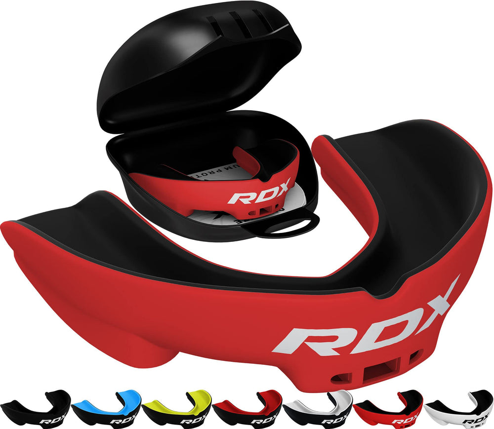 RDX mouth guard front view showing full-coverage guard and clear profile for protection