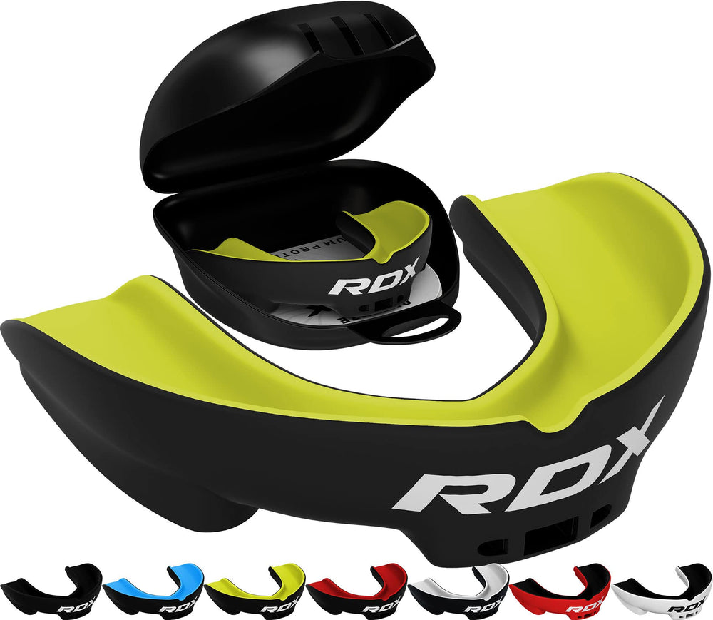 RDX mouth guard front view showing full tooth coverage and confident protection
