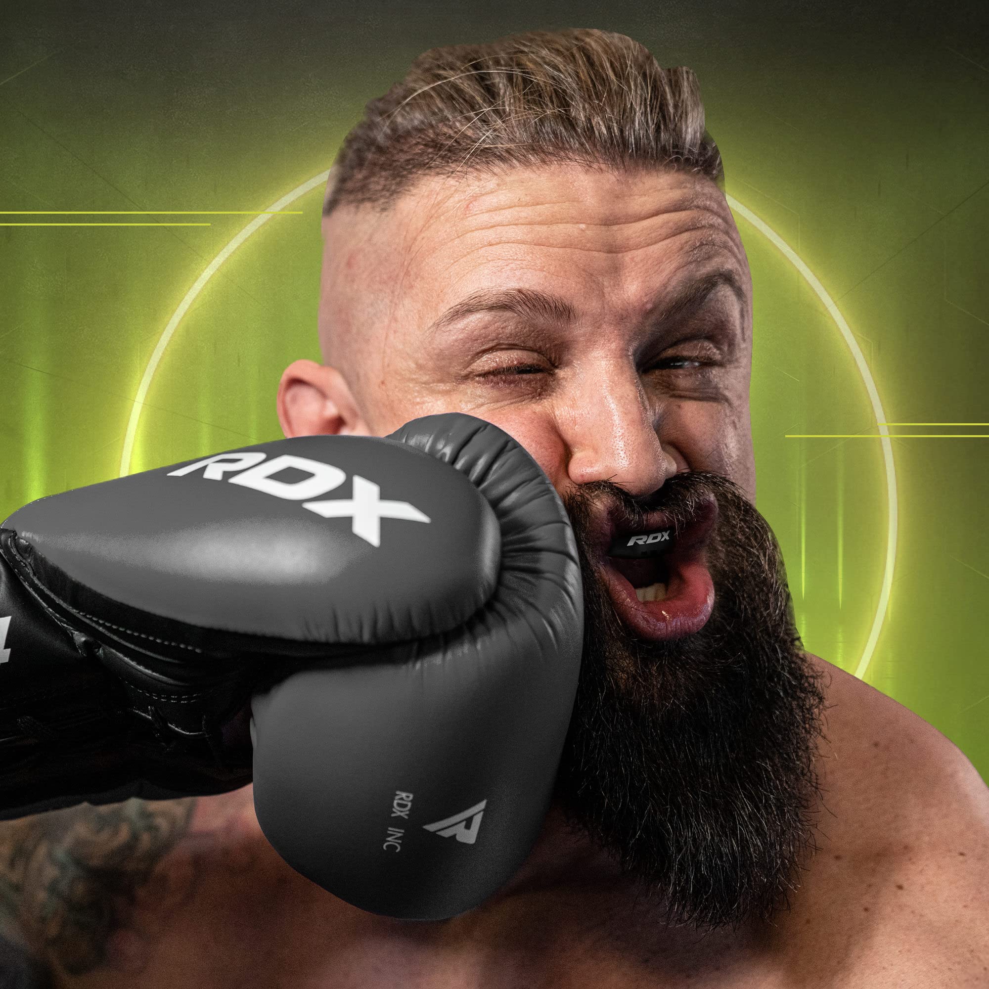 RDX mouth guard inside a gym bag showing compact case for clean storage