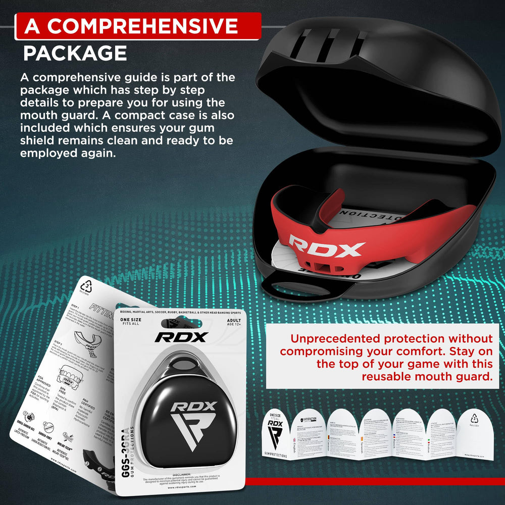 RDX mouth guard molar coverage closeup protecting back teeth from lateral impacts