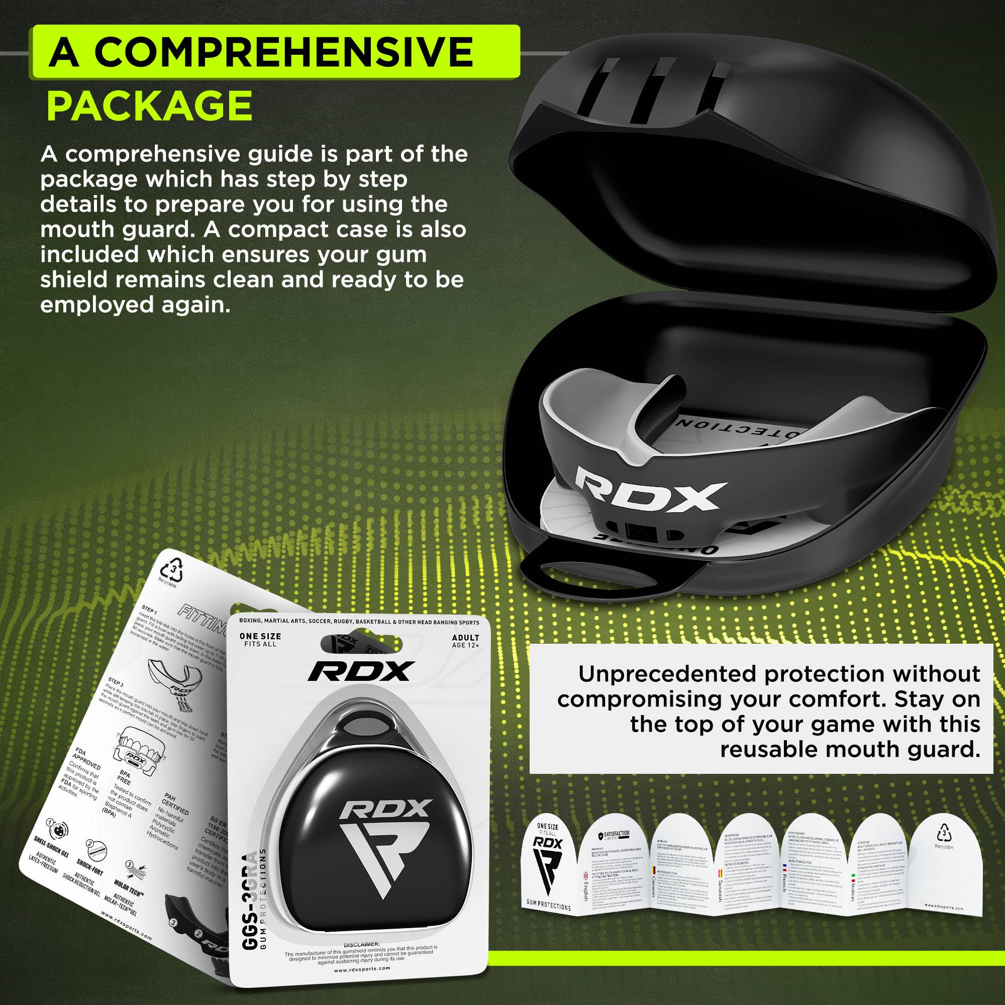 RDX mouth guard molar coverage closeup protecting rear teeth