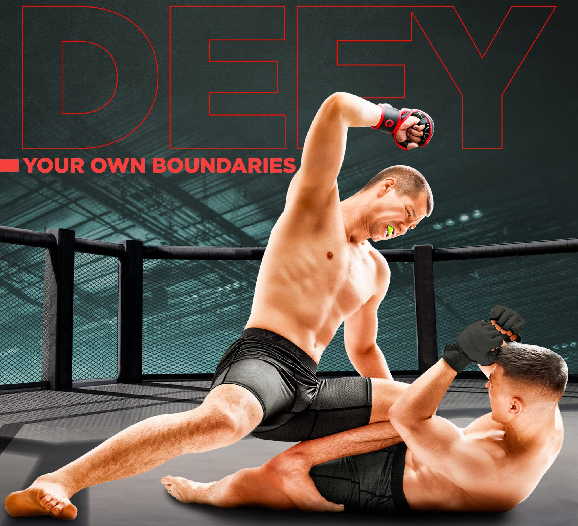 RDX mouth guard lifestyle shot with athlete training to show real-world sport use benefit