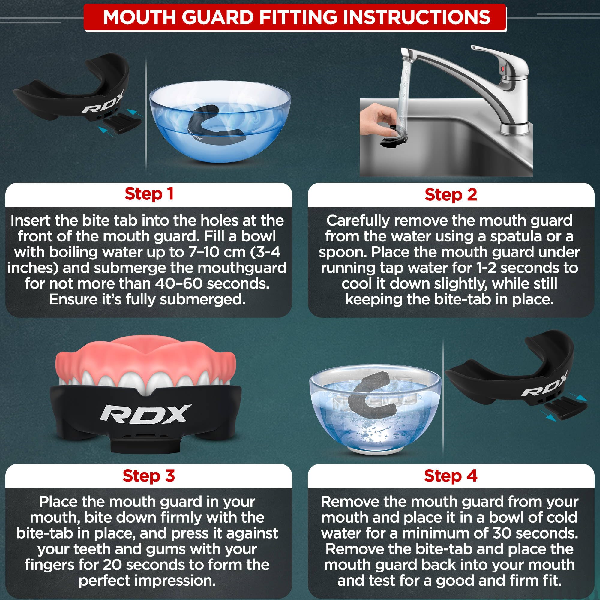 RDX mouth guard side vents and 19mm profile allowing natural breathing during use