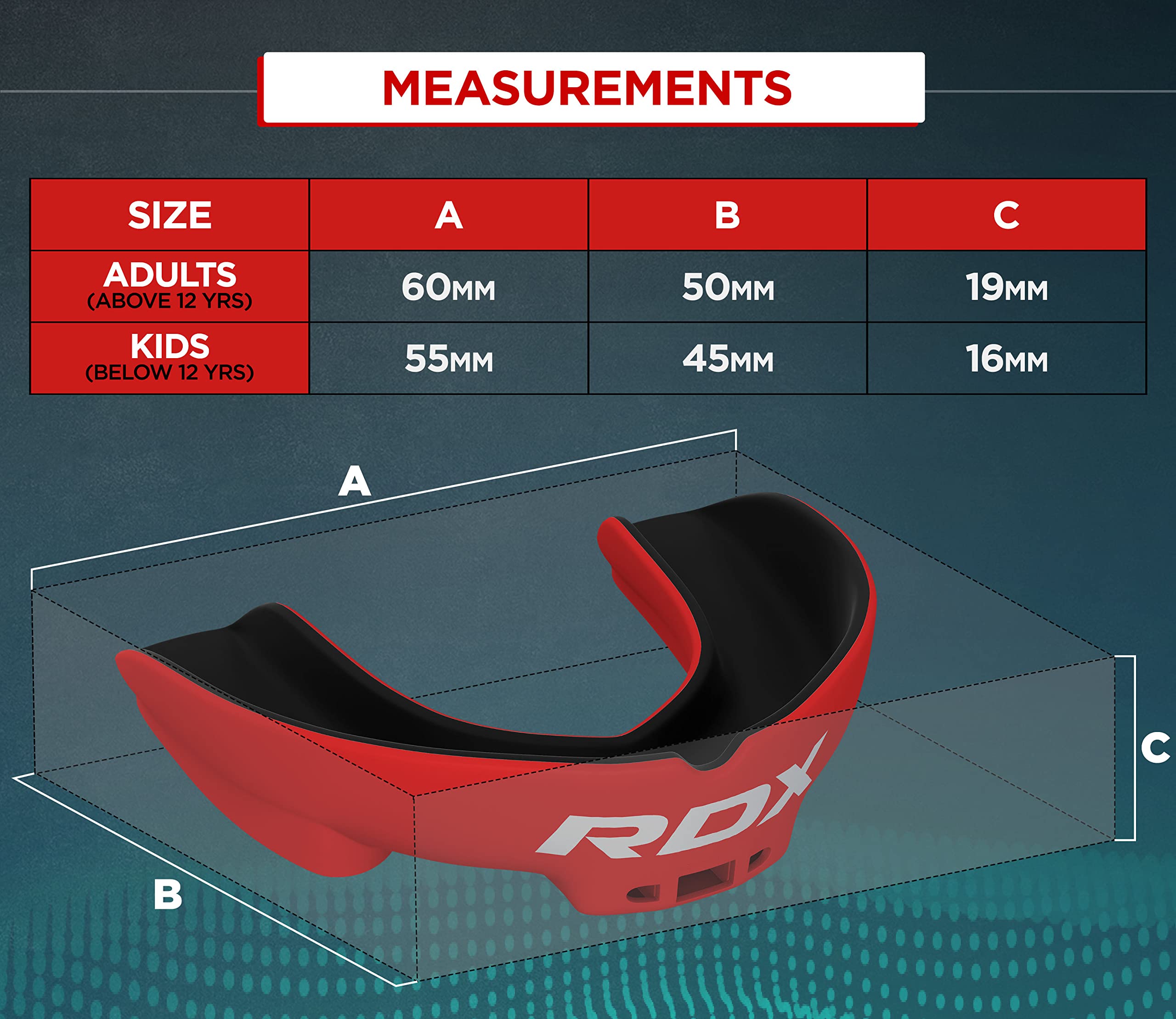 RDX mouth guard stored in durable case to keep the guard clean and portable