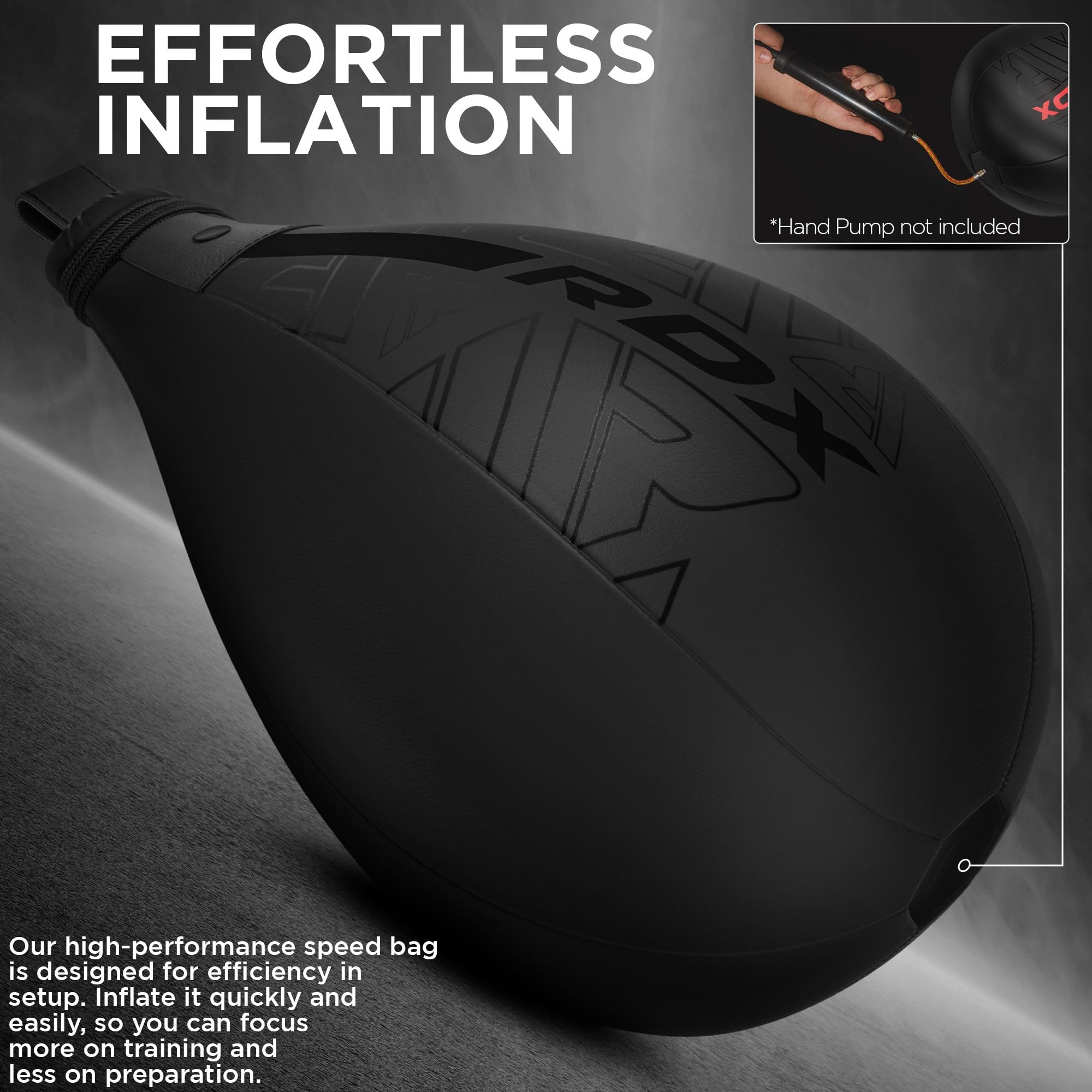 RDX speed bag next to hand showing 7-inch scale for compact training