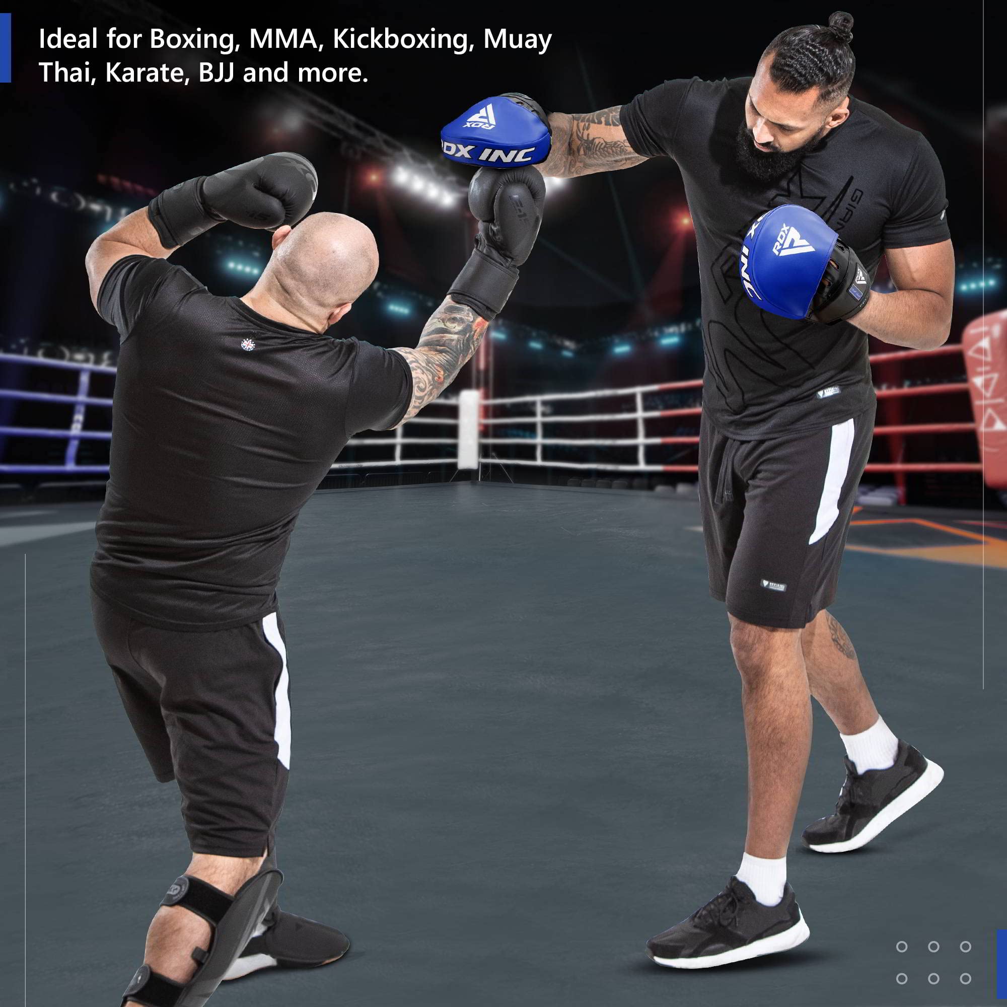 RDX mitt in training use with coach and athlete demonstrating safe impact absorption