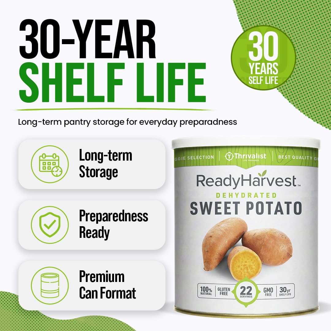 Ready Harvest label detail emphasizing real sweet potatoes and no preservatives