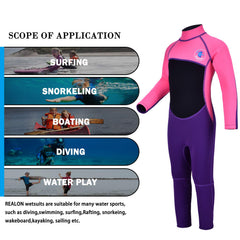 REALON child on beach wearing wetsuit demonstrating comfort and mobility