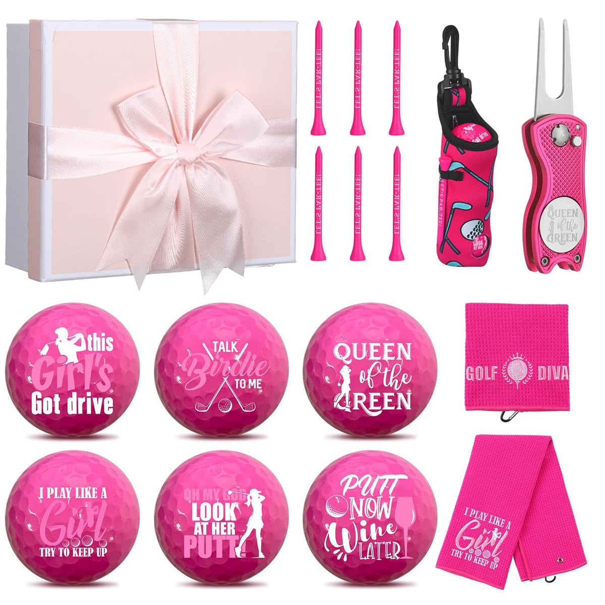 Realspring gift box front view showcasing pink kit and neat presentation