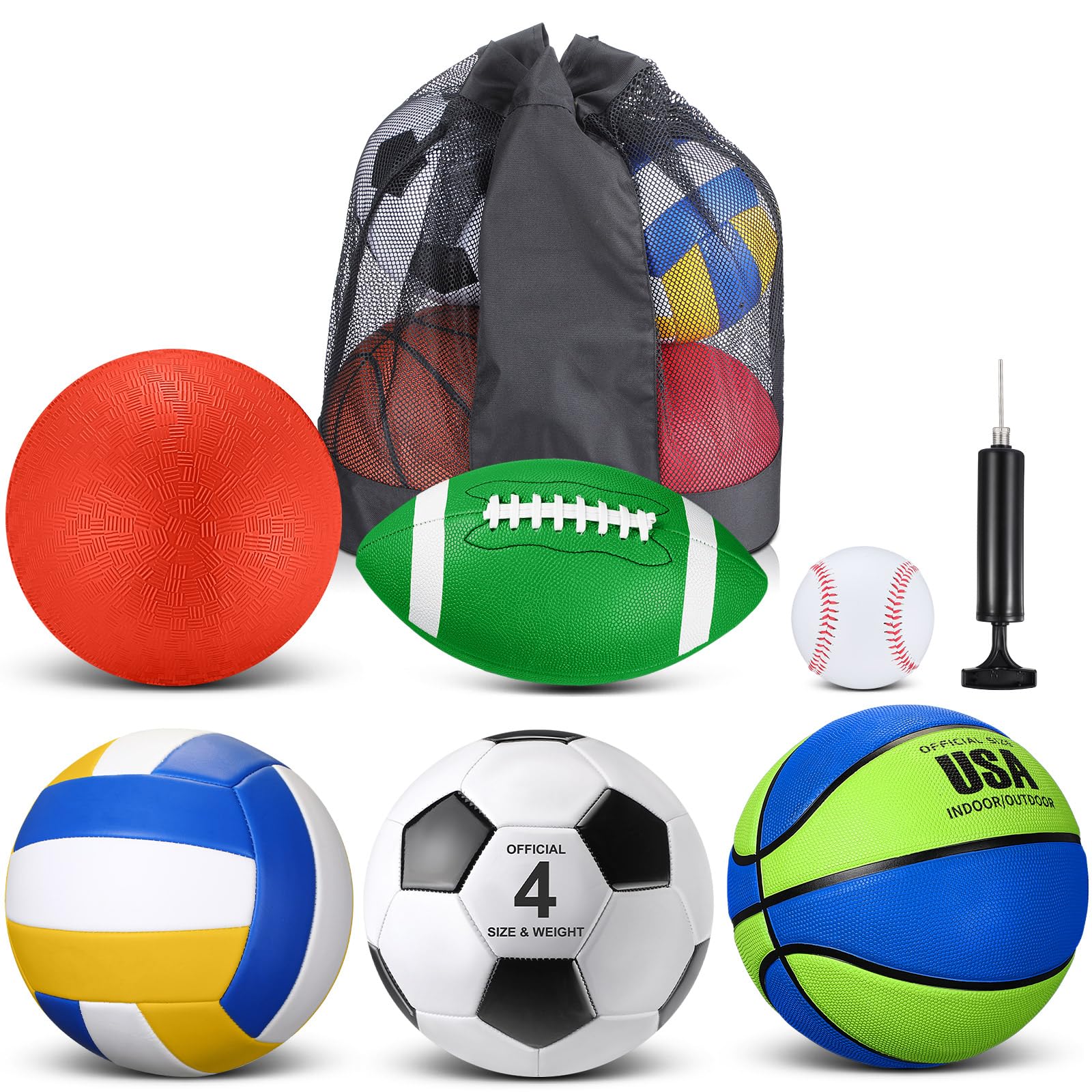 Realspring front view of complete balls set showing variety and instant play
